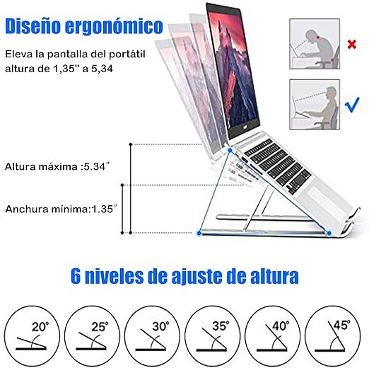 SOPORTE METÁLICO PARA LAPTOP, TABLET Y CELULAR